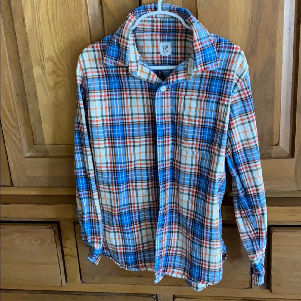 Gap youth size medium plaid button down